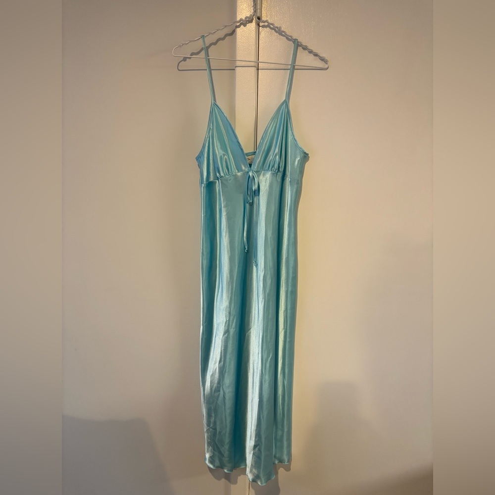 VINTAGE Blue Satin Midi Dress